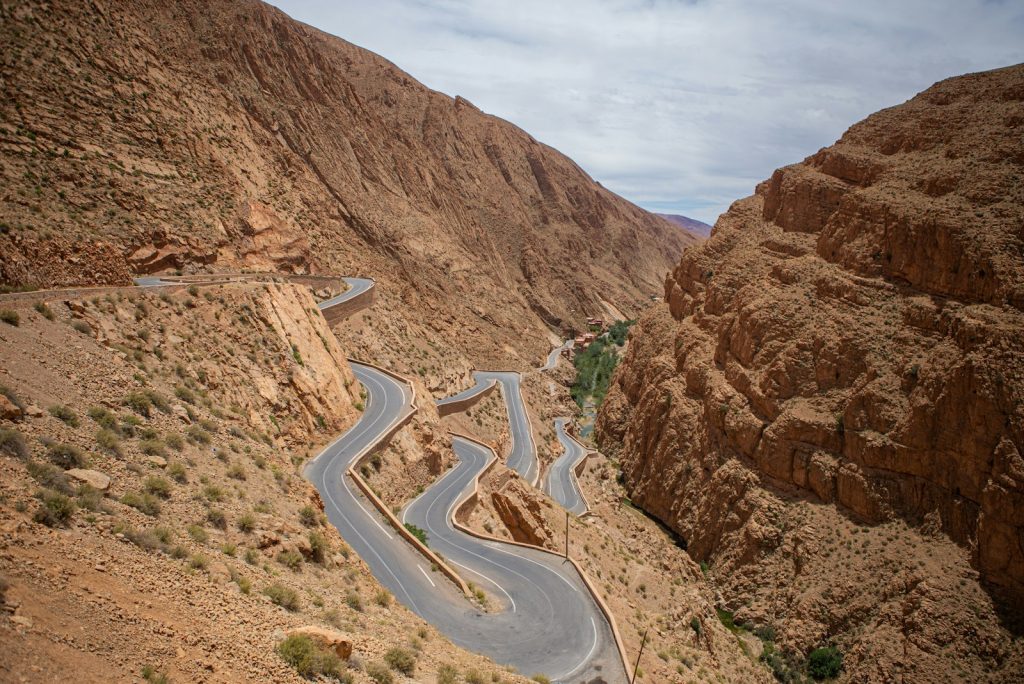 A winding road in the middle of a desert